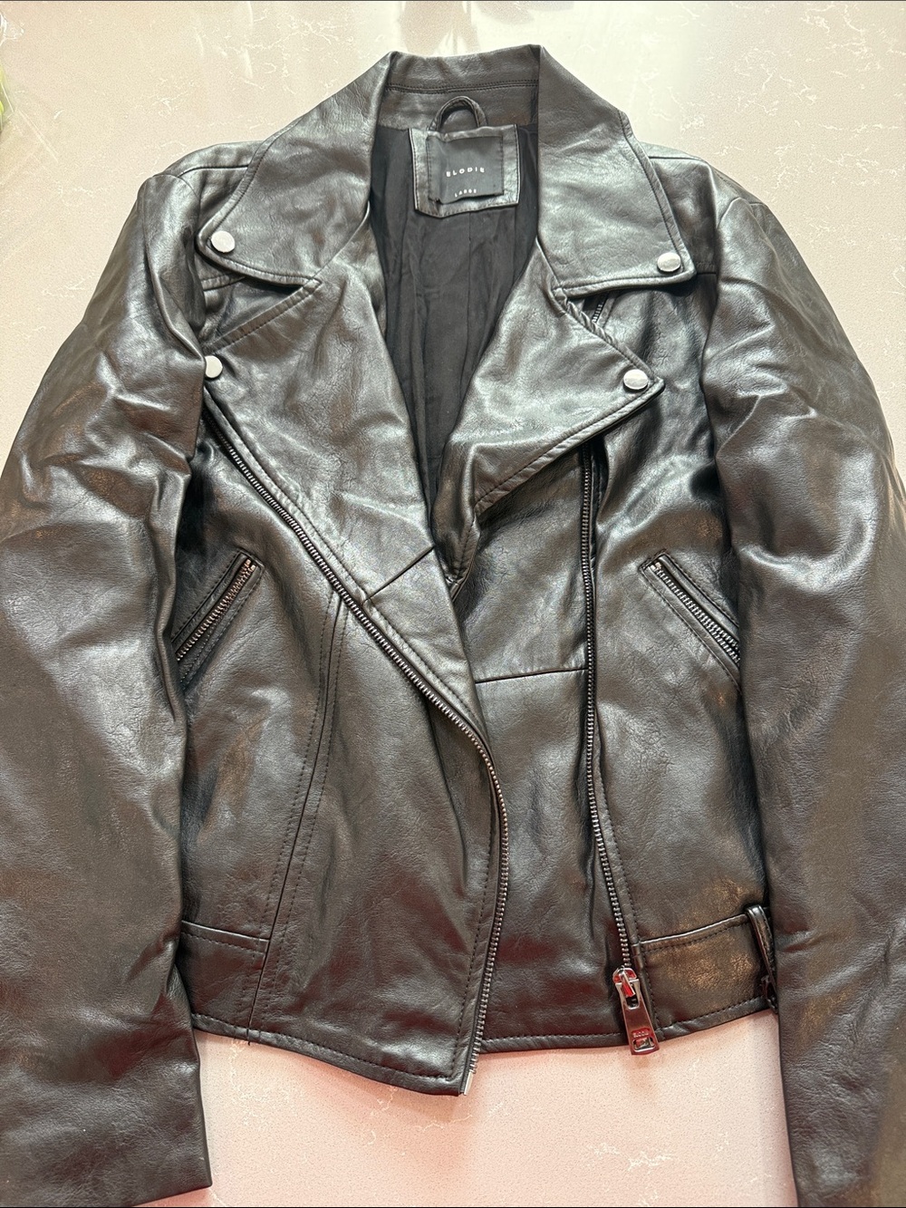 Elodie Black Leather Moto Jacket
